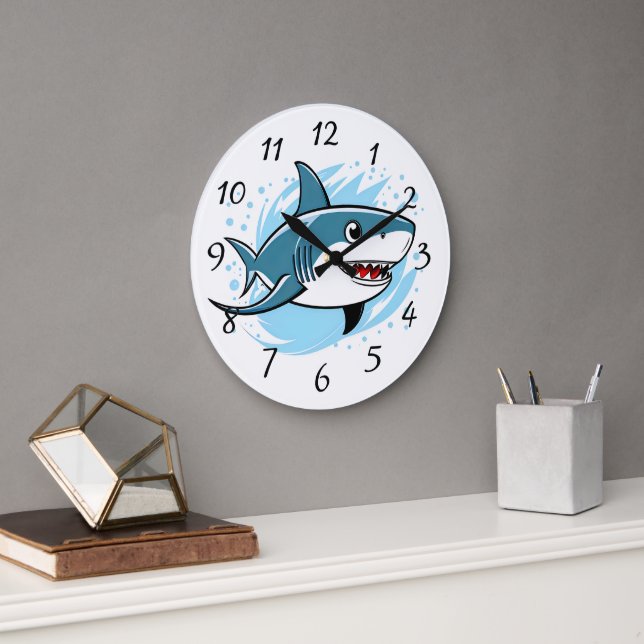 Grande Horloge Ronde Joyeux requin (Bureau)