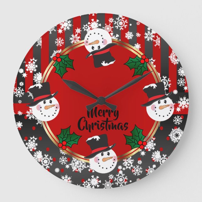 Grande Horloge Ronde Joyeux Snowman Holidays (Recto)