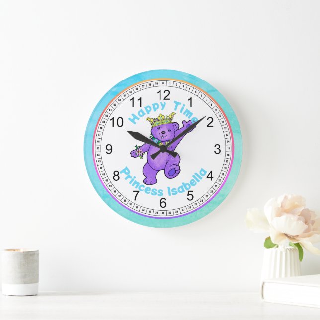 Grande Horloge Ronde Joyeux Temps Danser Teddy Bear (Maison)