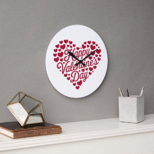 Grande Horloge Ronde Joyeux Valentines Day Valentine Love Heart