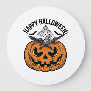 Grande Horloge Ronde Joyeux visage de citrouille d'Halloween Création v