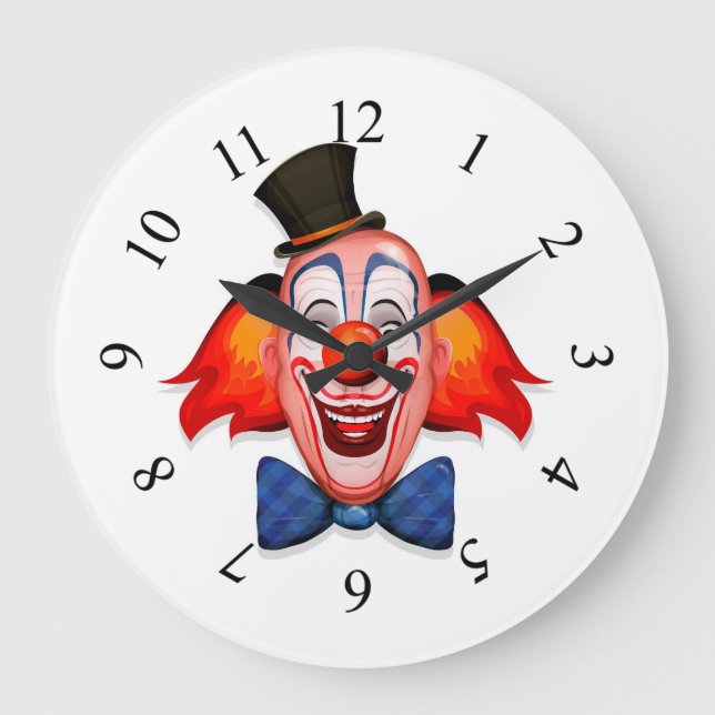 Grande Horloge Ronde Joyeux visage de clown (Recto)
