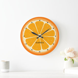 Grande Horloge Ronde Jus de citron frais orange