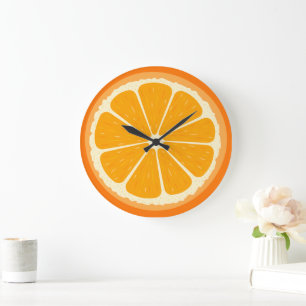 Grande Horloge Ronde Jus de citron frais orange