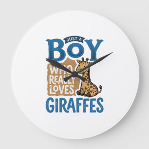 Grande Horloge Ronde Juste un garçon qui aime les girafes modèle de t-s