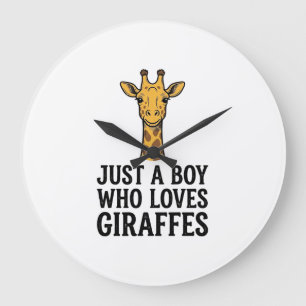 Grande Horloge Ronde Juste un garçon qui aime les girafes T-shirt giraf