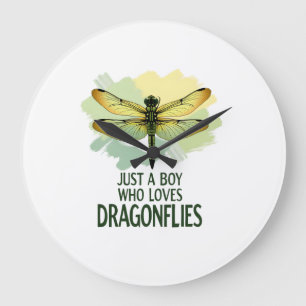 Grande Horloge Ronde Juste un garçon qui aime les libellules. Libellule