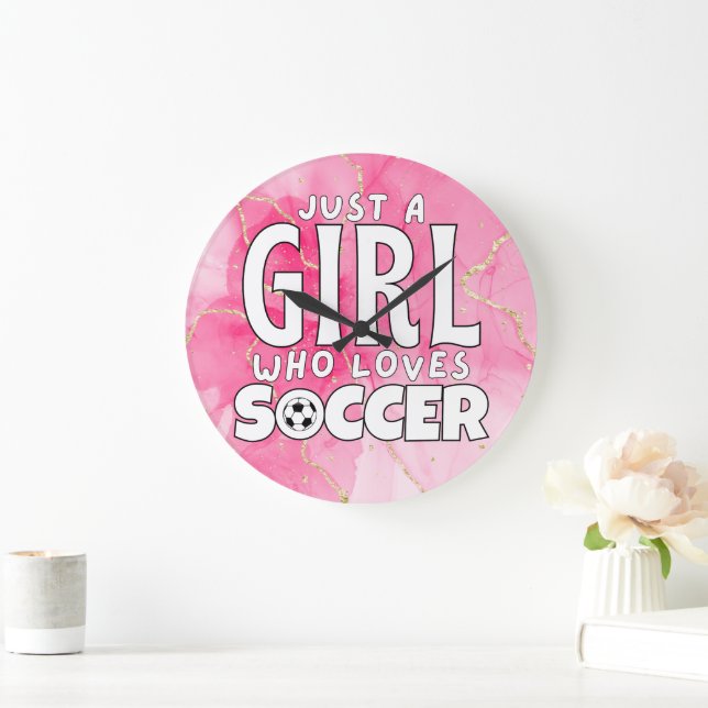 Grande Horloge Ronde juste une fille qui aime le football (Maison)