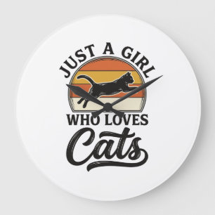 Grande Horloge Ronde Juste une fille qui aime les chats Design de chat