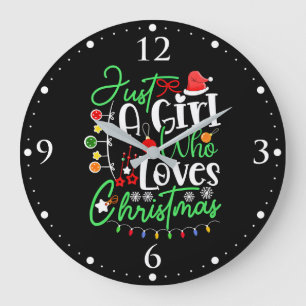 Grande Horloge Ronde Juste une fille qui aime Noël-64714