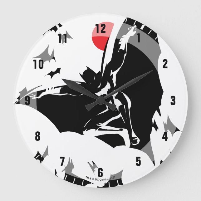 Grande Horloge Ronde Justice League | Batman in Cloud of Bats Pop Art (Recto)