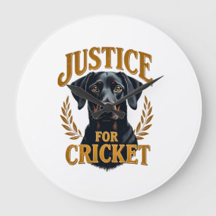 Grande Horloge Ronde Justice pour Cricket Typographie Mémorial de Chien