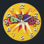 Grande Horloge Ronde KA-POW Fun Retro Comic Book Pop art<br><div class="desc">Fun trendy superhero comic book book pop clocks that are sure to add a splash of colour to a range of rooms around your home or office. A idéal way to treat yourself or someone that you know with these cool, unique comic con designer clocks. Why not add some zap...</div>