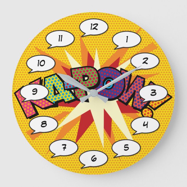 Grande Horloge Ronde KA-POW Fun Retro Comic Book Pop art (Recto)