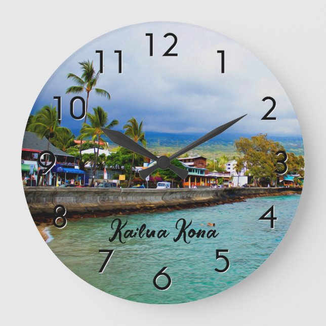 Grande Horloge Ronde Kailua Kona Pier Hawaii Art numérique de peinture  (Recto)