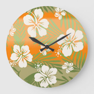 Grande Horloge Ronde Kalani Tie Dye Mélange d'hibiscus tropicaux - Ora