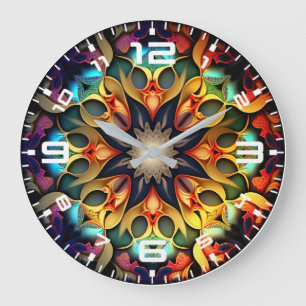 Grande Horloge Ronde Kaleidoscope Mandala Flower Design-23091