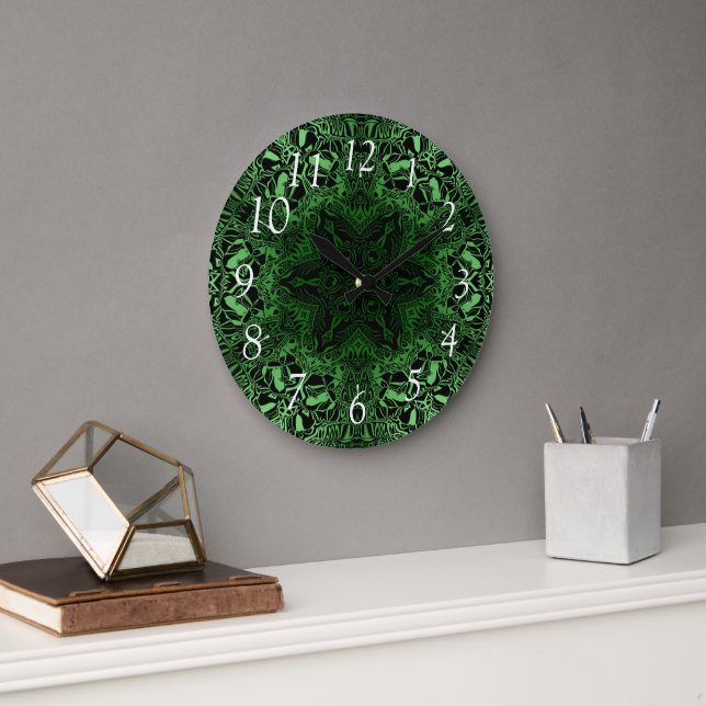 Grande Horloge Ronde Kaleidoscope vert (Bureau)