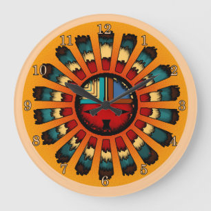 Grande Horloge Ronde Katsina (Kachina) Sun fait varier le pas font face
