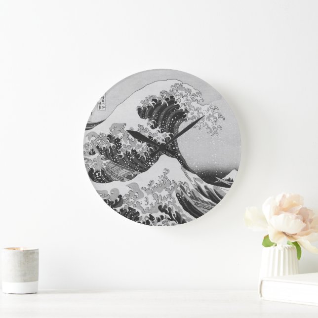 Grande Horloge Ronde Katsushika Hokusai dans The Great Wave au large de (Maison)