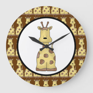 Grande Horloge Ronde Kawaii Cute Cartoon Amical Baby Giraffe Art Sauvag