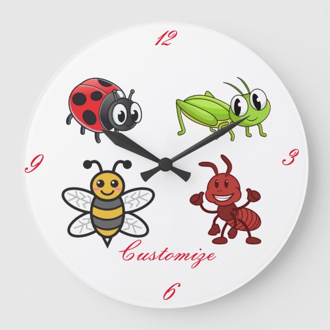 Grande Horloge Ronde Kawaii Insectes Thunder_Cove (Recto)