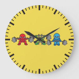 Grande Horloge Ronde Kawaii Powerlifter - Squat, Presse À Banc, Deadlif