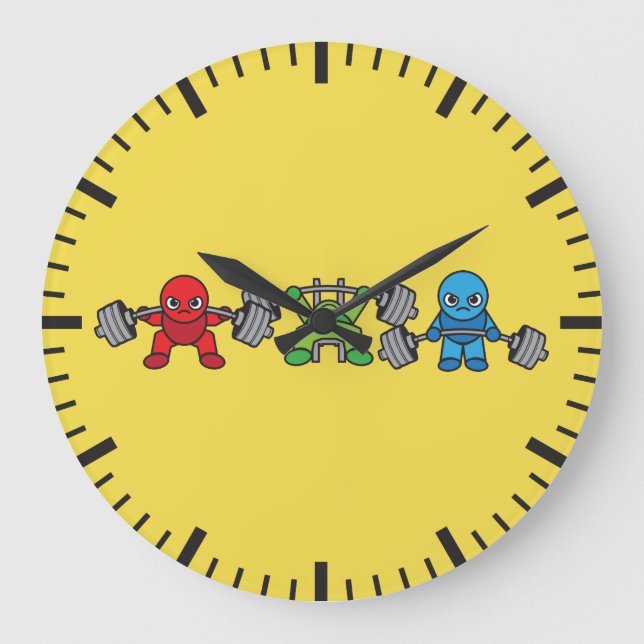 Grande Horloge Ronde Kawaii Powerlifter - Squat, Presse À Banc, Deadlif (Recto)