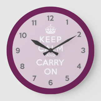 Grande Horloge Ronde Keep Calm and Carry On Passionate Purple