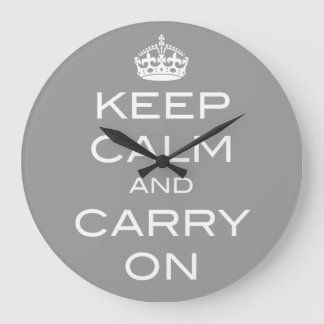 Grande Horloge Ronde Keep Calm and Carry On Wall Clock - ANY COLOR