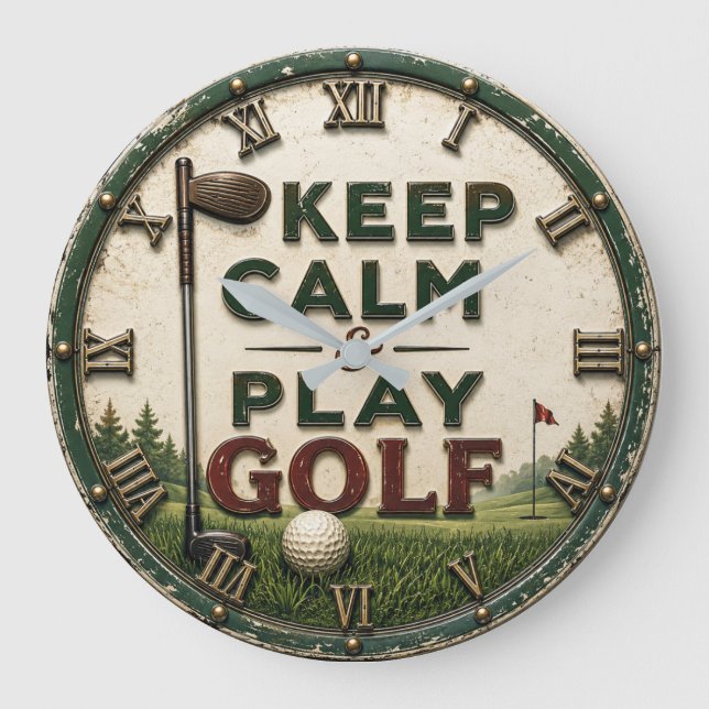 Grande Horloge Ronde Keep Calm and Play Golf (Recto)