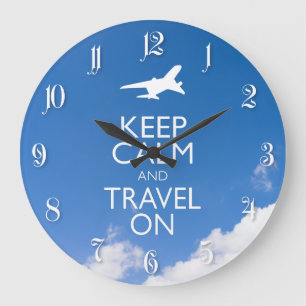 GRANDE HORLOGE RONDE KEEP CALM ET TRAVEL