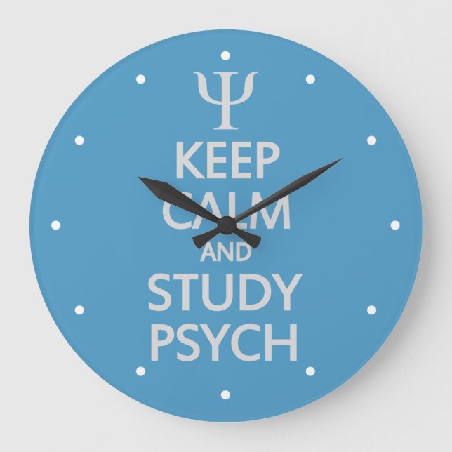 Grande Horloge Ronde Keep Calm & Study Psych custom wall clock (Recto)