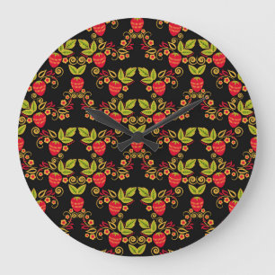 Grande Horloge Ronde Khokhloma Russian Berries : Style traditionnel