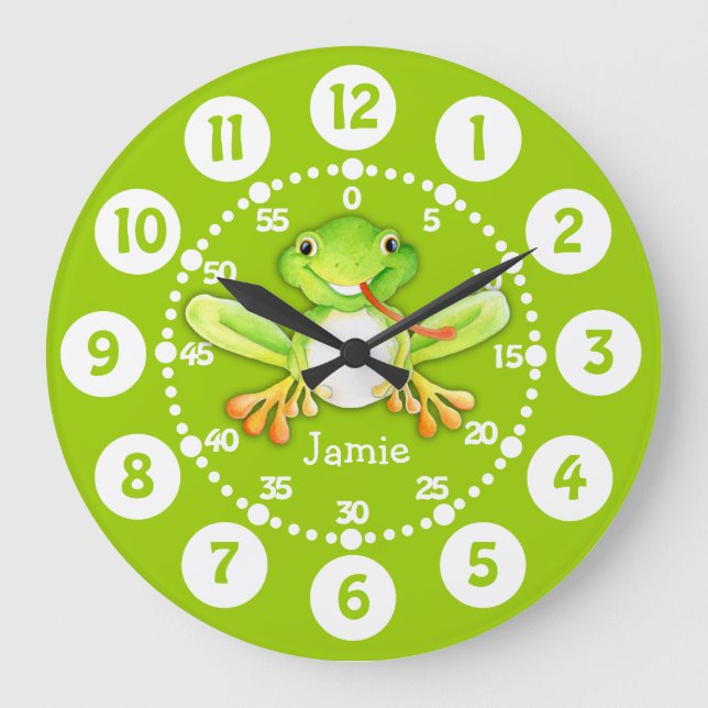 Grande Horloge Ronde Kids cute gel green clock (Recto)