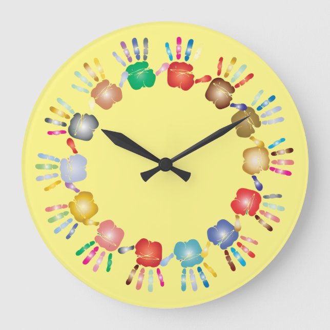 Grande Horloge Ronde Kids Painted Hands (Recto)