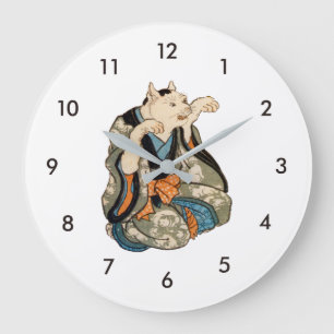 Grande Horloge Ronde Kimono Cat, Utagawa Yoshifuji, Ukiyo-e
