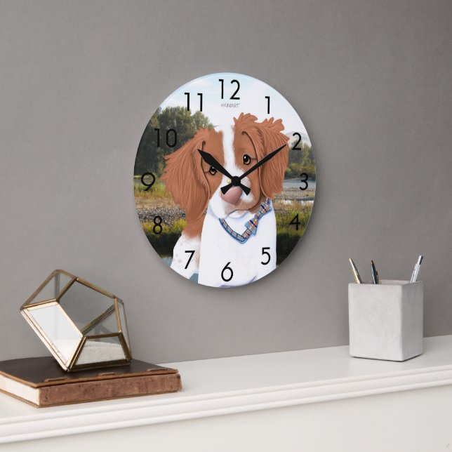 Grande Horloge Ronde KiniArt Orange Brittany (Bureau)