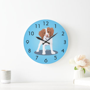 Grande Horloge Ronde KiniArt Orange Brittany Dog Clock