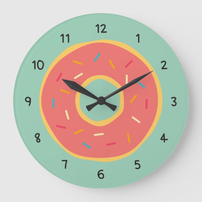 Grande Horloge Ronde Kitchen Decorative Doughnut Food Themed Numbers (Recto)