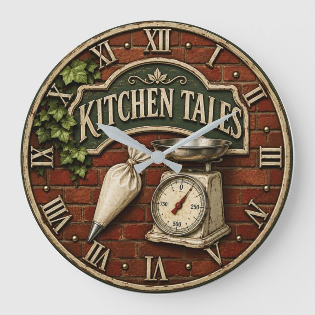 Grande Horloge Ronde Kitchen Tales Rustic Baking Baker Gift (Recto)