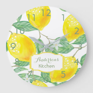 Grande Horloge Ronde Kitchen wall clock lemons name