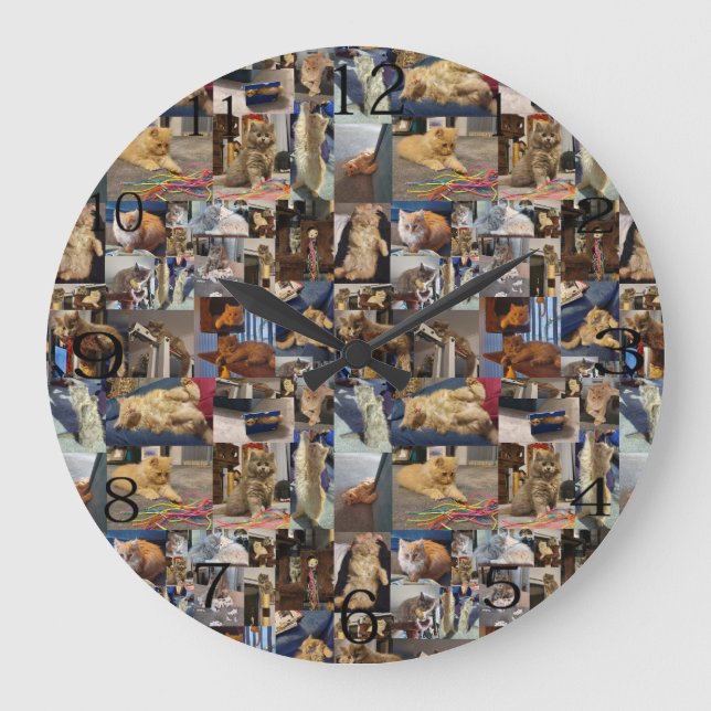 Grande Horloge Ronde Kitten Photo Collage, (Recto)