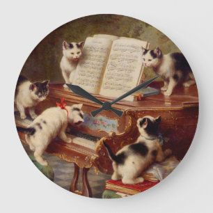 Grande Horloge Ronde Kittens and Piano