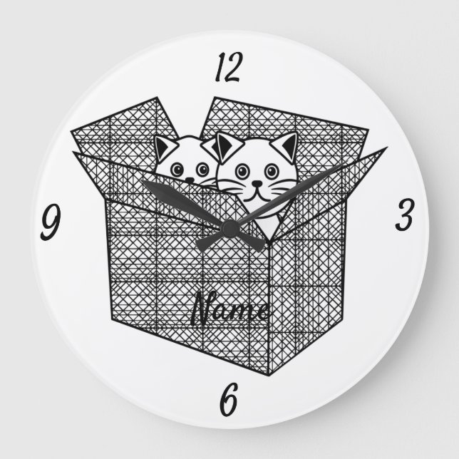 Grande Horloge Ronde Kittens dans une boîte Thunder_Cove (Recto)