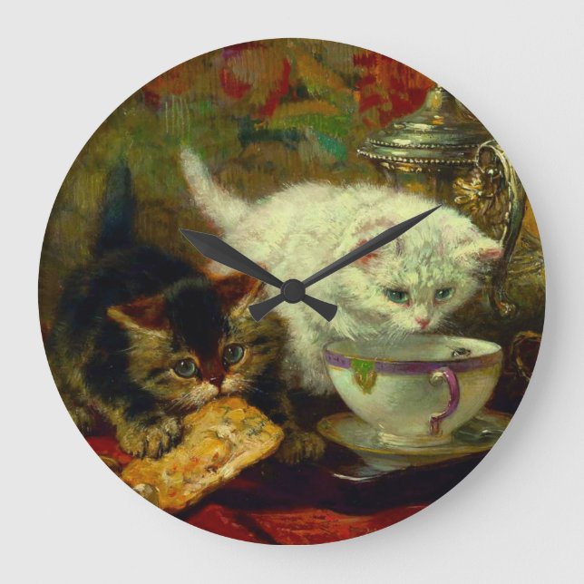 Grande Horloge Ronde Kittens Tea Party (Recto)