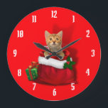 Grande Horloge Ronde Kitty<br><div class="desc">kitty christmas,  pet friend cats tabby,  birthday meowing fun kittens,  friend gift love merry,  poison</div>