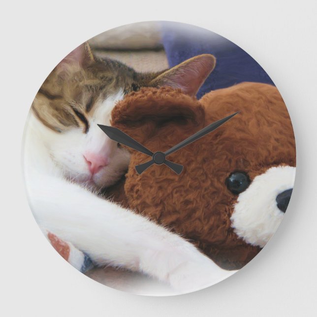 Grande Horloge Ronde Kitty avec le nounours (Recto)