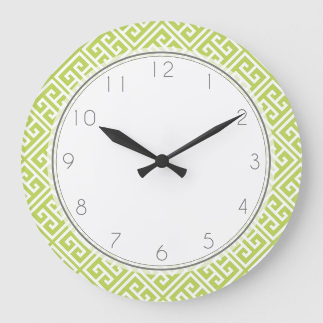 Grande Horloge Ronde Kiwi Green Motif grec (Recto)