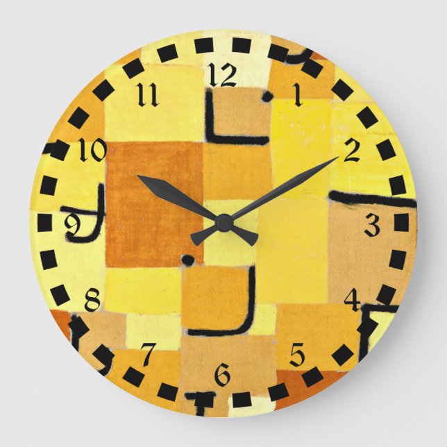 Grande Horloge Ronde Klee - Caractères en Jaune (Recto)